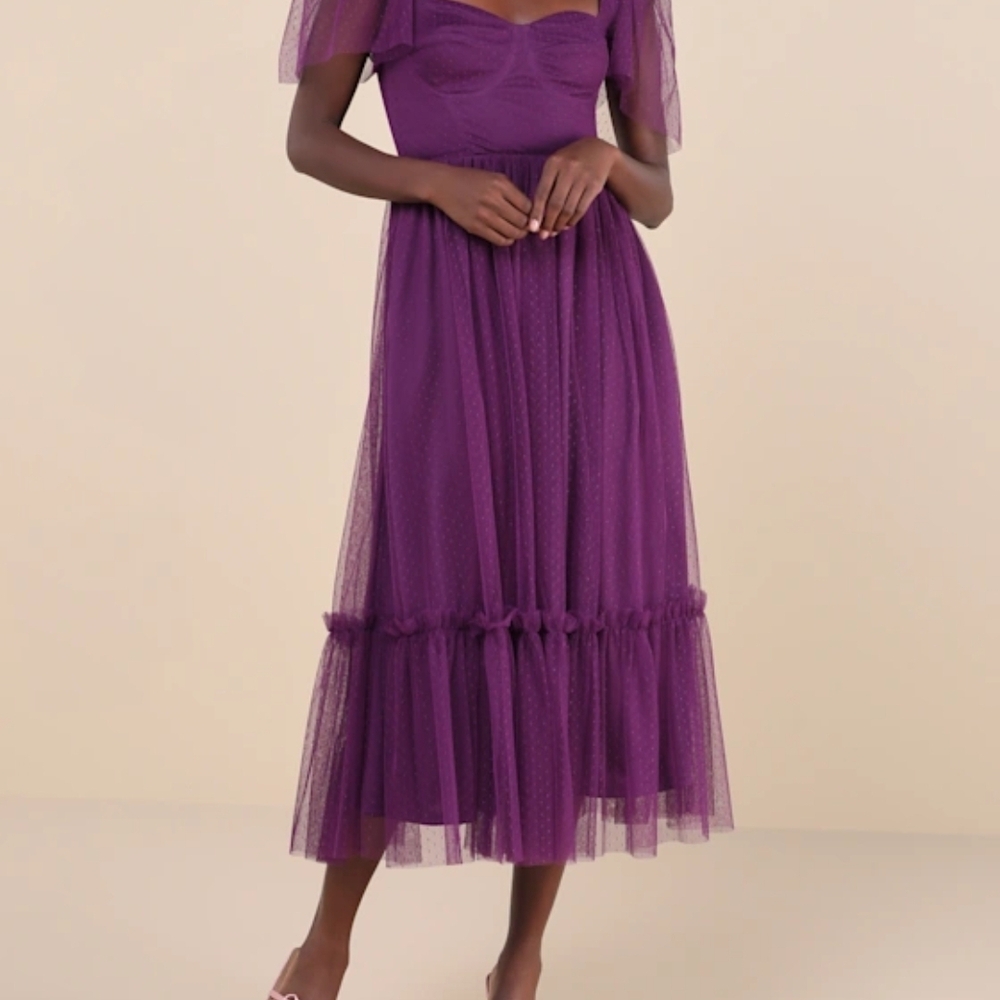 Lulu's Enchanting Purple Midi Dress